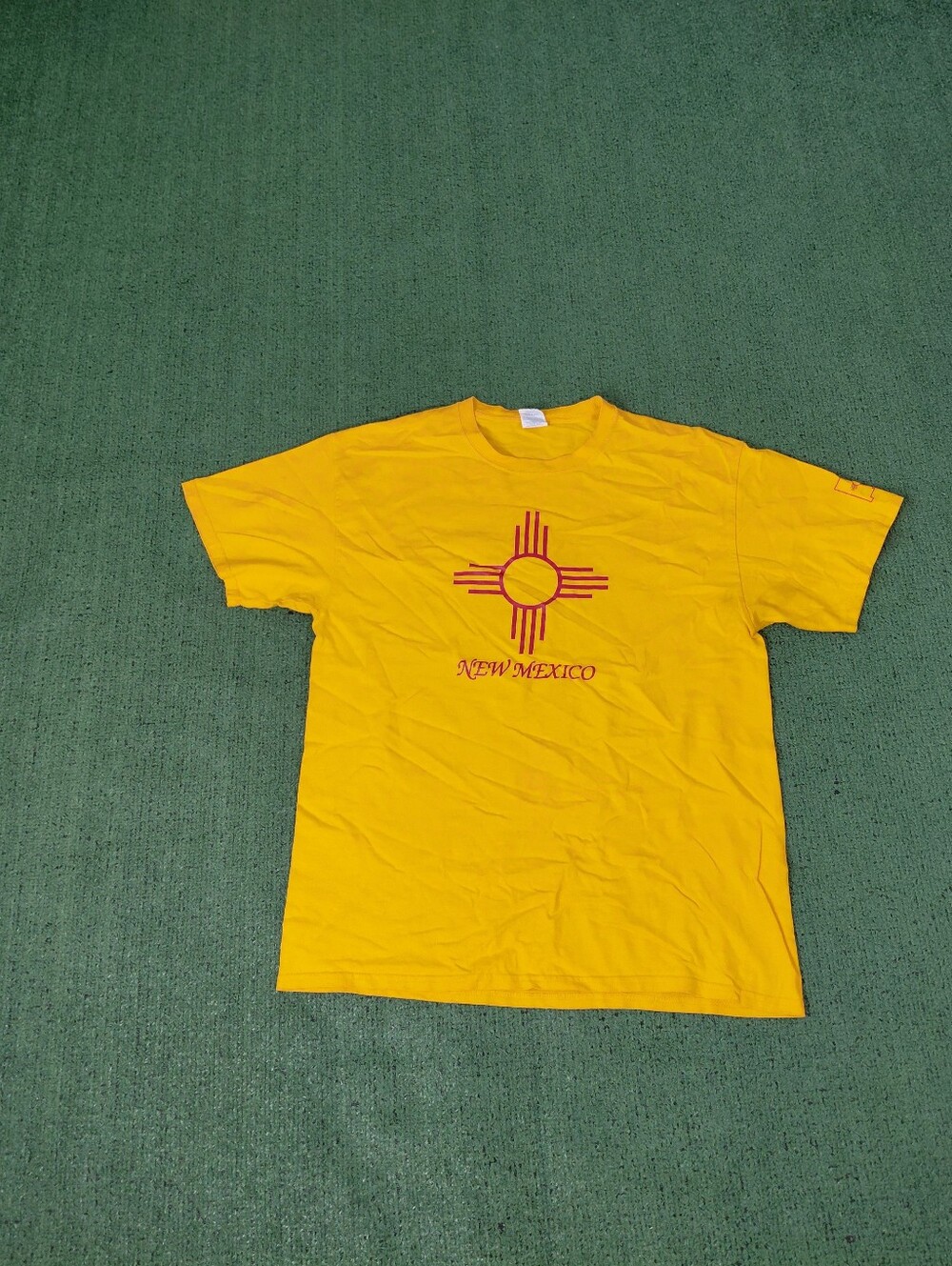 New Mexico Zia Sun Symbol Yellow T Shirt Sz Large